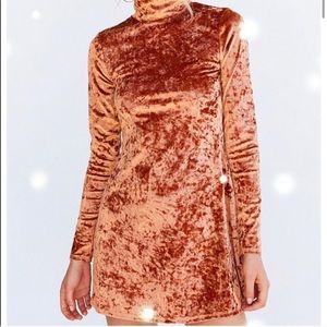 Gold Crushed Velvet Mock Neck Dress!!